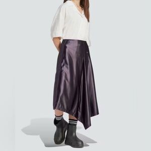 Adidas Originals Midi Asymmetrical High Rise Satin Skirt in‎ Shiny Purple Sz 2